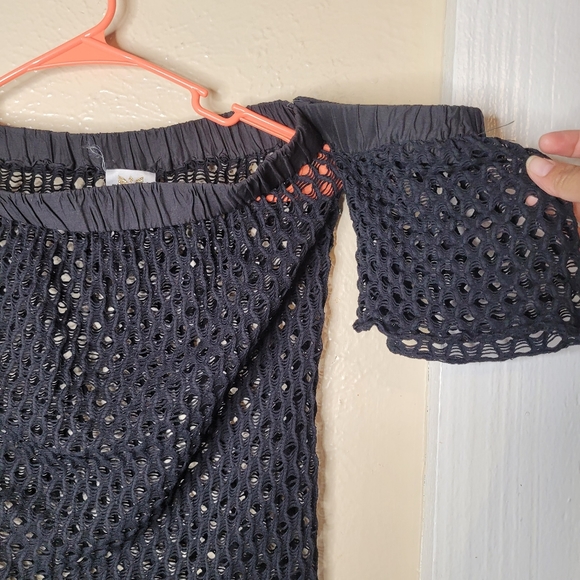 Milly cabana mesh top black off the shoulder Swimwear beach vacations petite - Picture 2 of 10